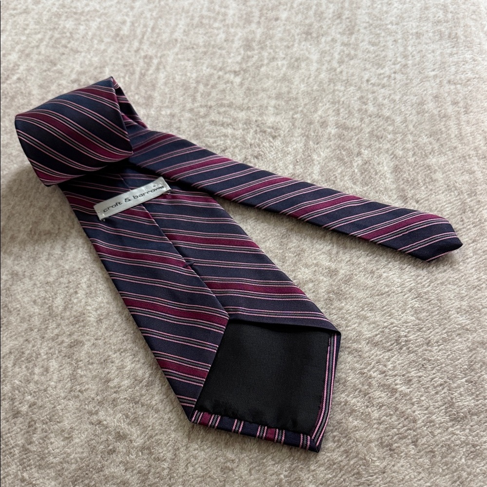 Croft & Barrow Navy and Burgundy Striped Tie - Picture 2 of 6